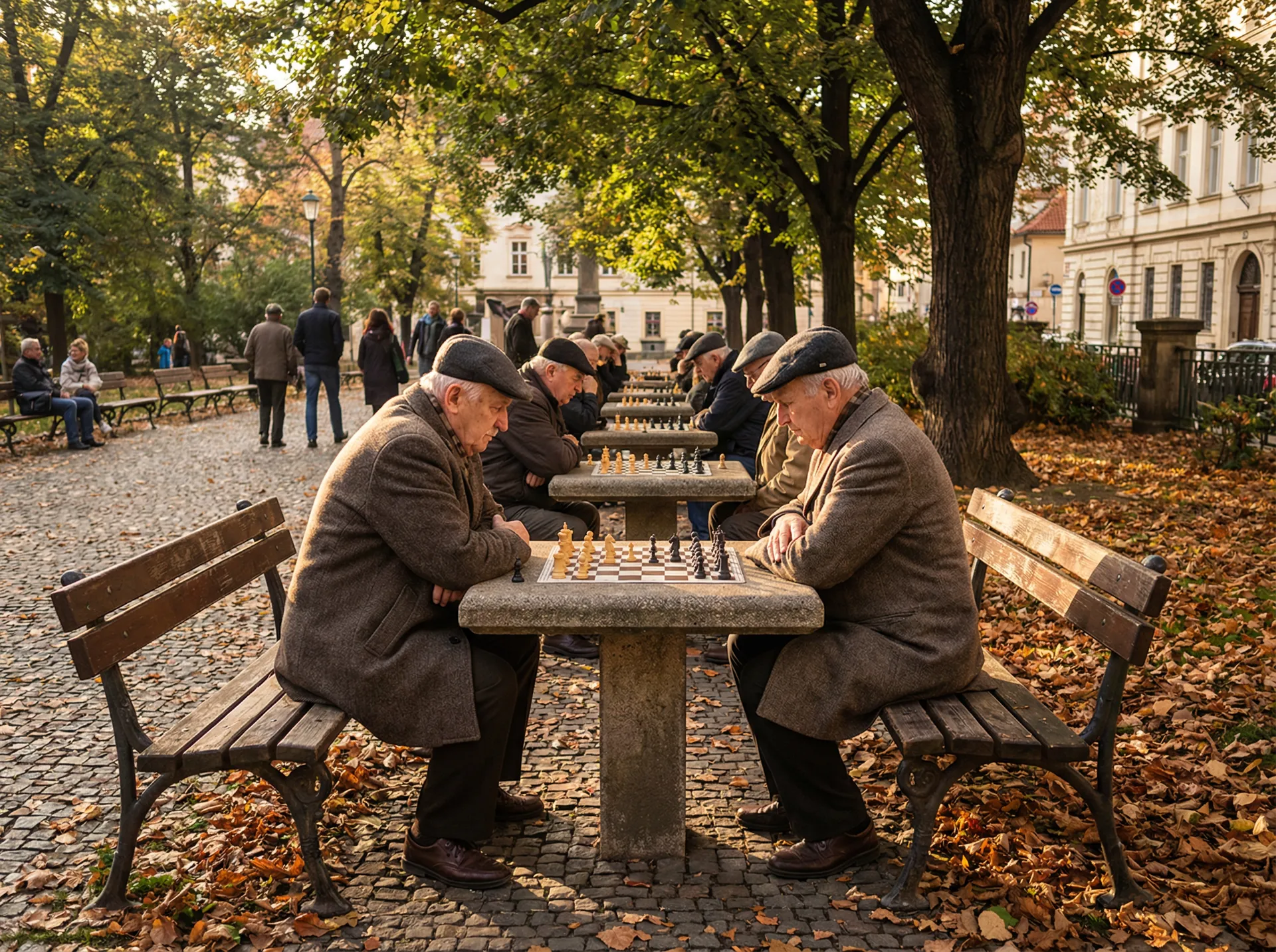 布拉格公园老人下棋 - 捷克搭讪 日常生活